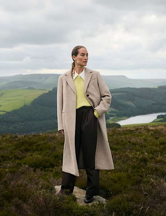 Wool Rich Pinstripe Tapered Trousers