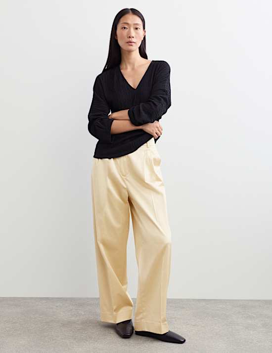 Cotton Rich Pleat Front Trousers
