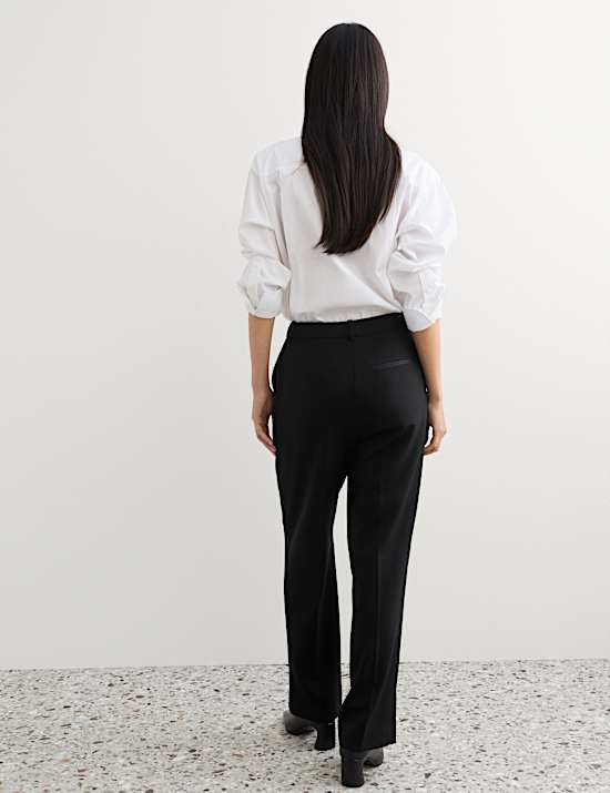 Pantalon de smoking coupe droite 100 % laine &agrave; bords en satin