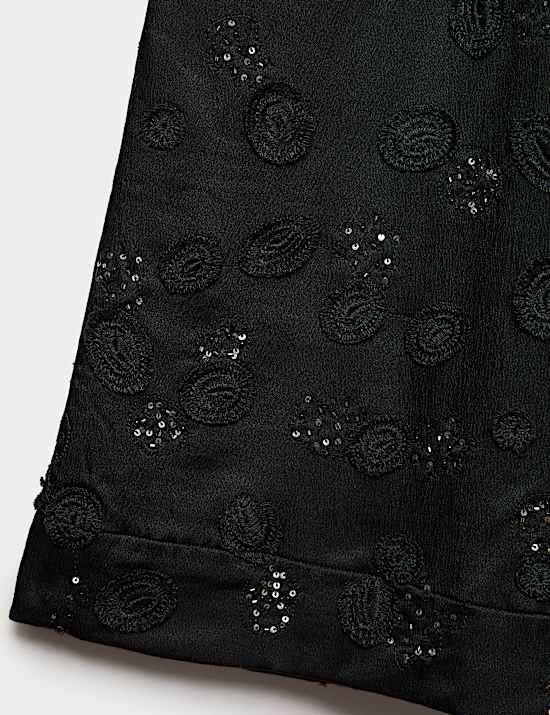 Embroidered Wide Leg Trousers