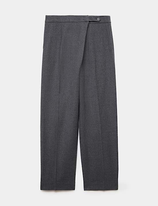 Pantalon coupe fusel&eacute;e portefeuille en flanelle de laine