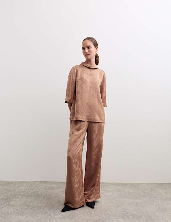 Jacquard Wide Leg Trousers