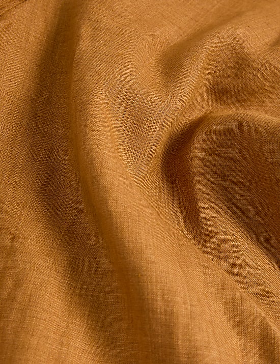 Broek van zuiver linnen met zijstreep en wijde pijpen