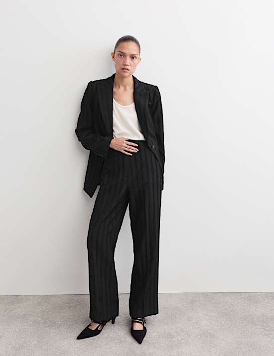 Jacquard Striped Straight Leg Trousers