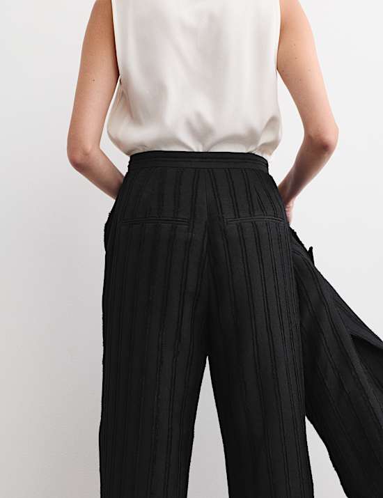 Jacquard Striped Straight Leg Trousers