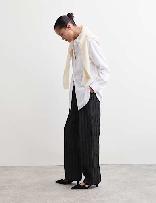 Jacquard Striped Straight Leg Trousers