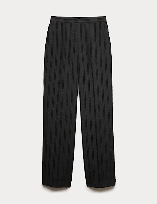 Jacquard Striped Straight Leg Trousers