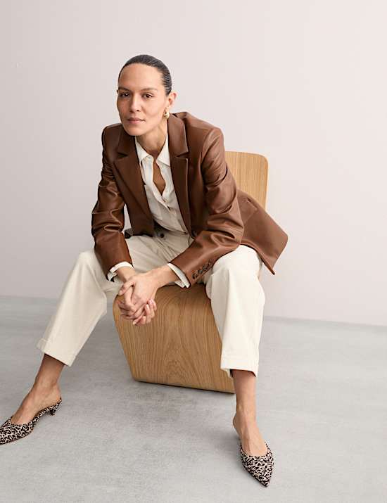 Cotton Rich Wide Leg Trousers with Linen