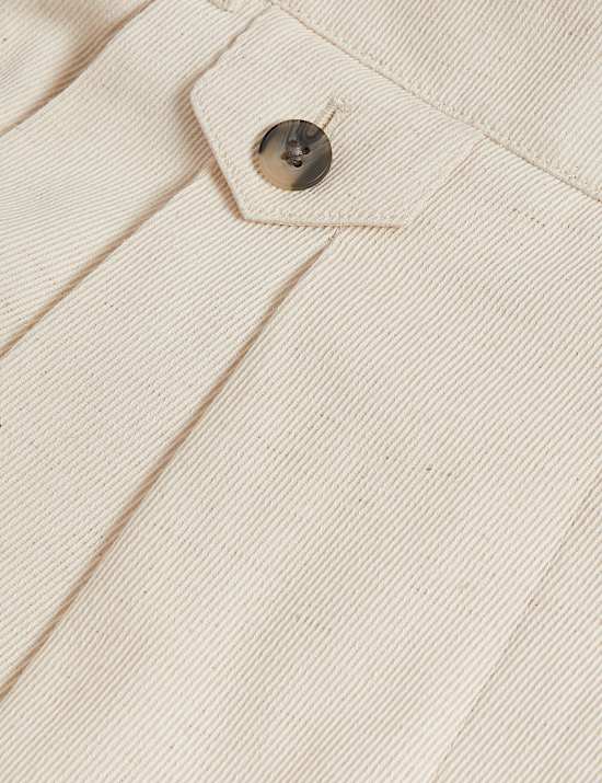 Cotton Rich Wide Leg Trousers with Linen