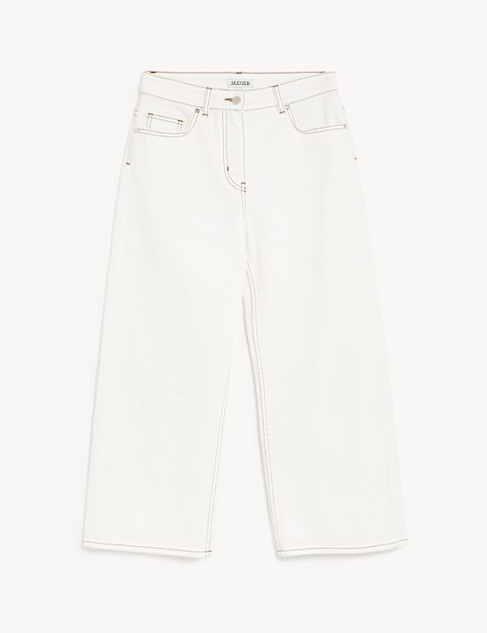 Pantacourt large en jean taille haute