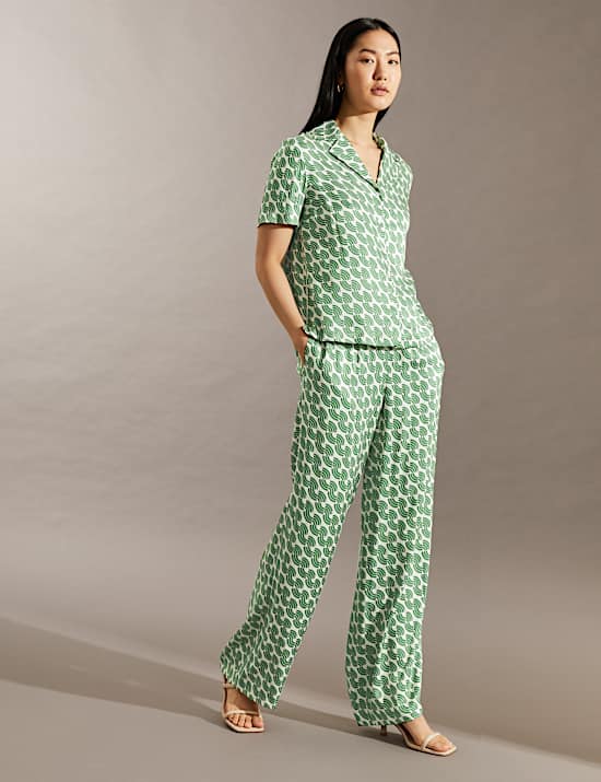 Geometric Wide Leg Trousers