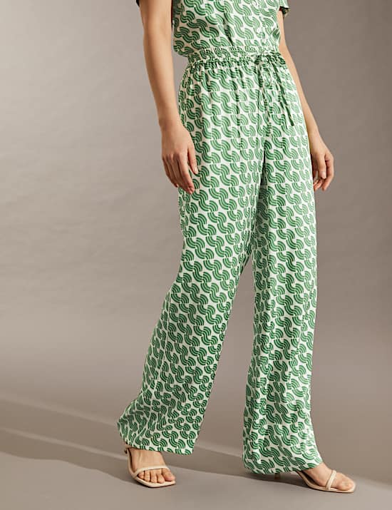 Geometric Wide Leg Trousers