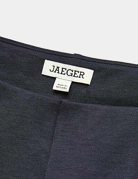 Cotton Blend Jersey Straight Leg Trousers with Wool