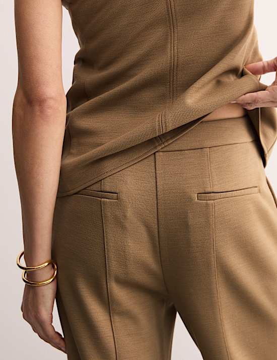 Pantalon large en laine m&eacute;lang&eacute;e