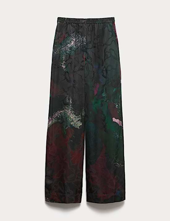 Jacquard Printed Wide Leg Trousers