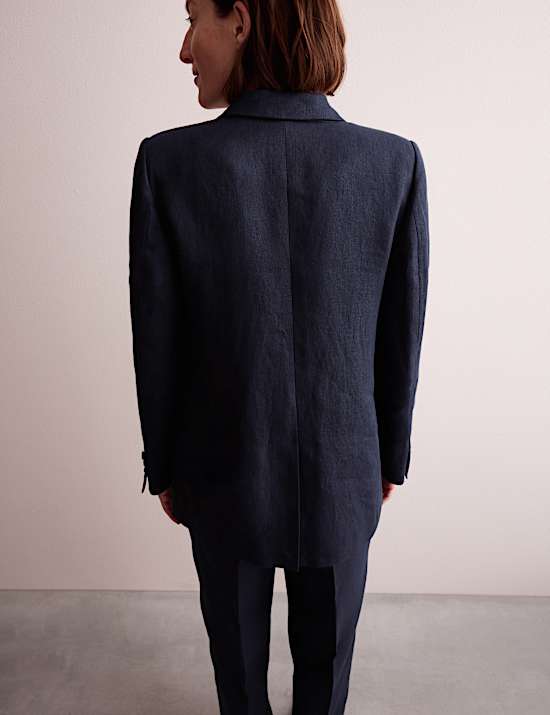 Pure Linen Pleat Front Tapered Trousers