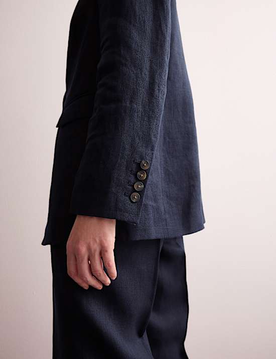 Pure Linen Pleat Front Tapered Trousers