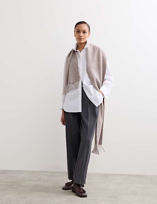 Wool Rich Pinstripe Tapered Trousers