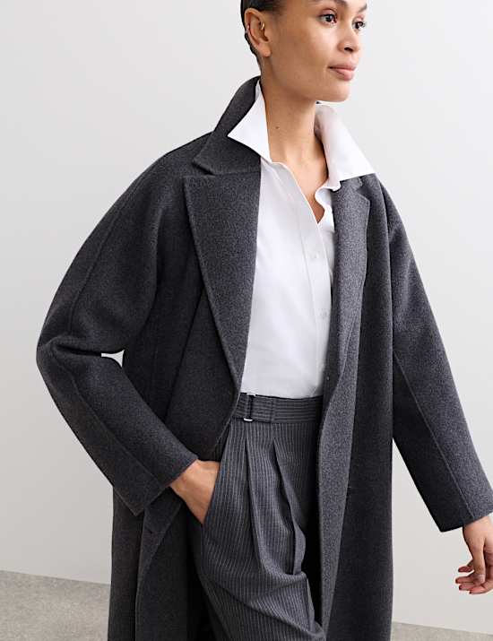 Wool Rich Pinstripe Tapered Trousers