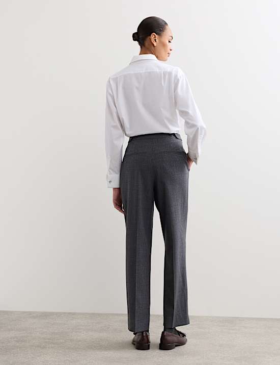 Wool Rich Pinstripe Tapered Trousers