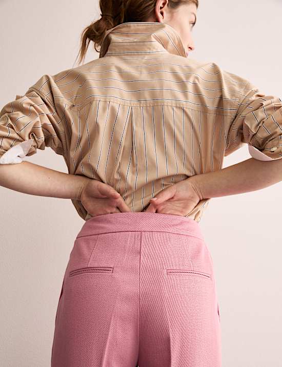 Cotton Rich Wide Leg Trousers with Linen