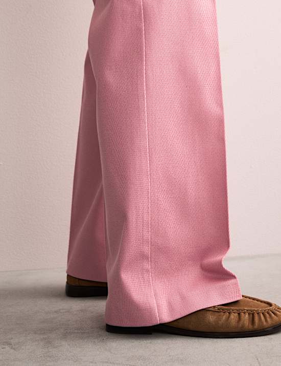 Cotton Rich Wide Leg Trousers with Linen