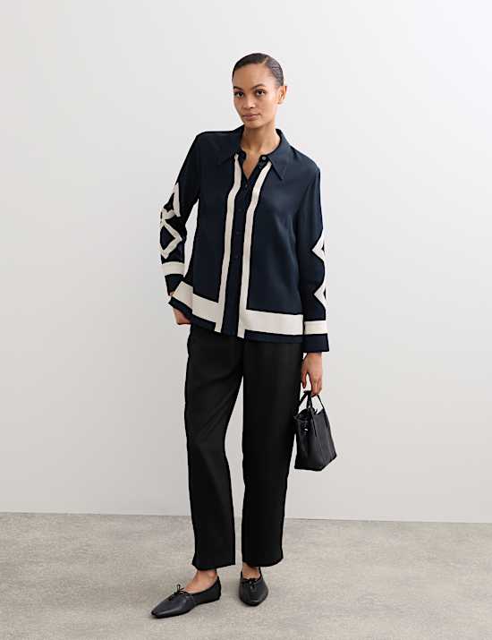 Lyocell Rich Elasticated Waist Tapered Trousers