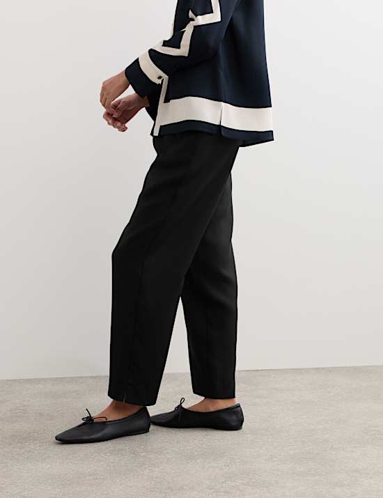 Lyocell Rich Elasticated Waist Tapered Trousers