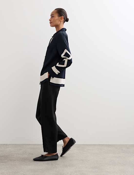 Lyocell Rich Elasticated Waist Tapered Trousers