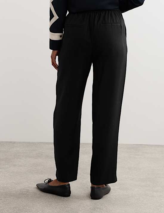 Lyocell Rich Elasticated Waist Tapered Trousers