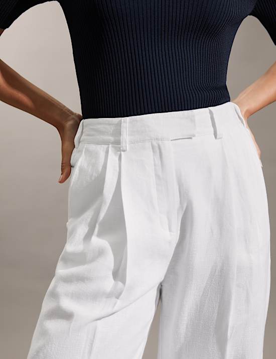 Broek van puur linnen met wijde pijpen