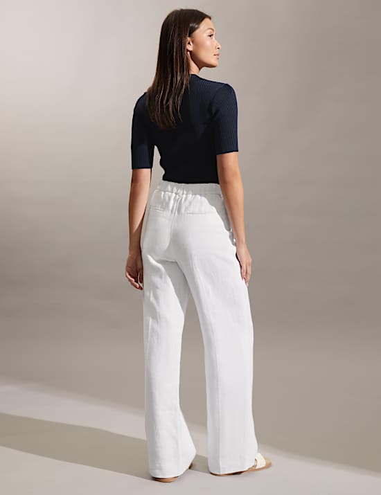 Broek van puur linnen met wijde pijpen