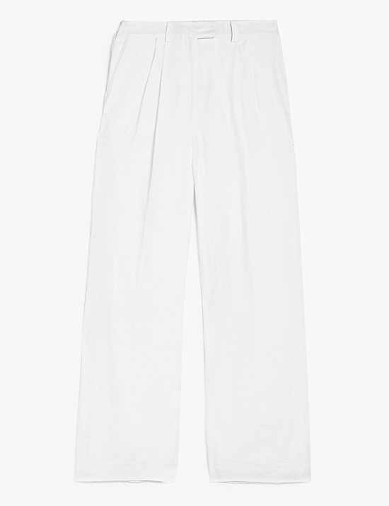 Broek van puur linnen met wijde pijpen