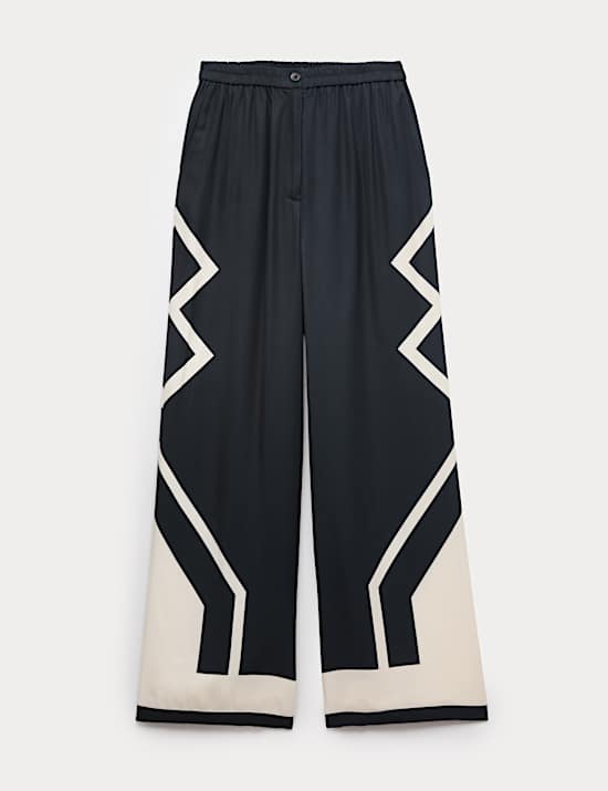 Geometric Jacquard Wide Leg Trousers