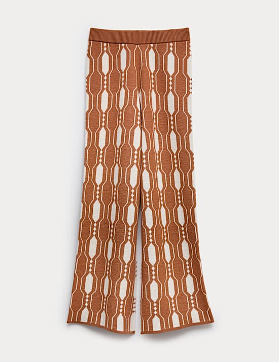 Pure Merino Wool Jacquard Knitted Trousers