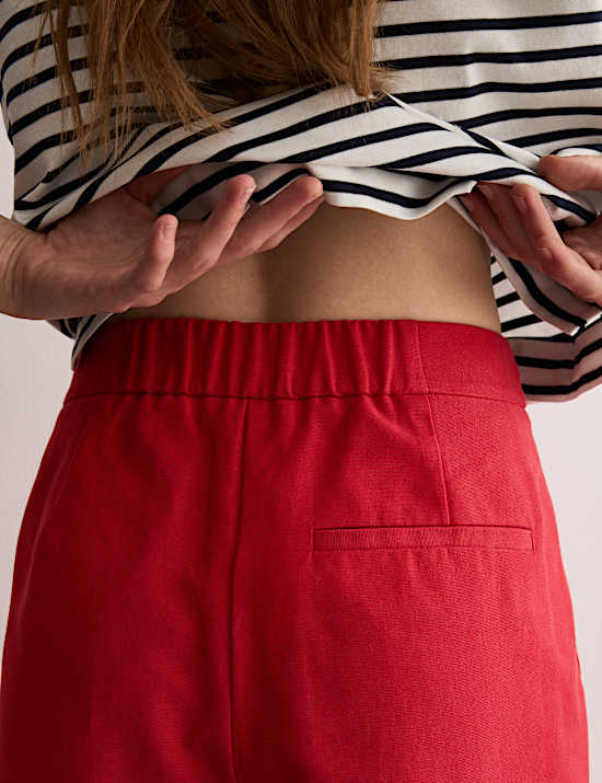 Cotton Blend Wide Leg Trousers