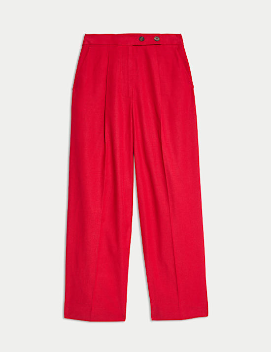 Cotton Blend Wide Leg Trousers