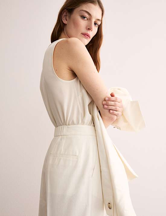 Pantalon large en coton m&eacute;lang&eacute;