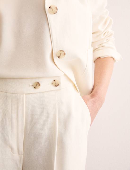 Pantalon large en coton m&eacute;lang&eacute;