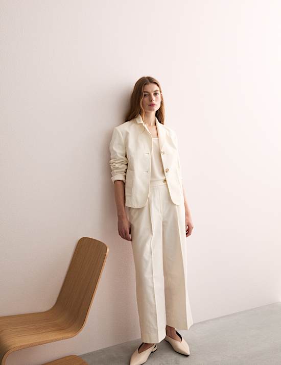 Pantalon large en coton m&eacute;lang&eacute;