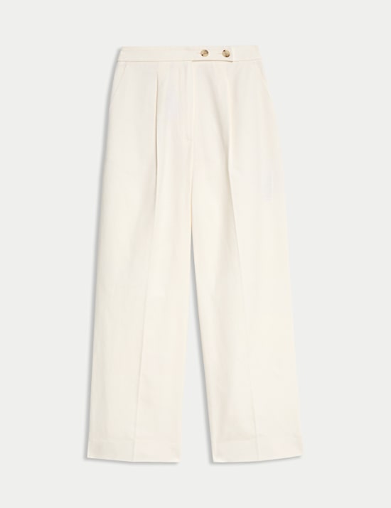 Pantalon large en coton m&eacute;lang&eacute;