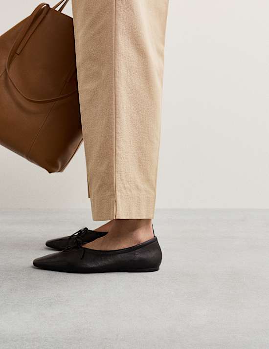 Cotton Blend Wide Leg Trousers