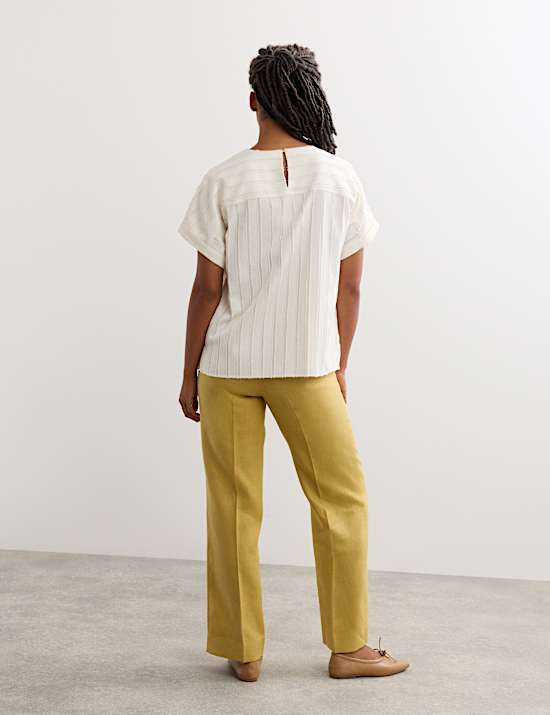Pure Linen Tailored Straight Leg Trousers