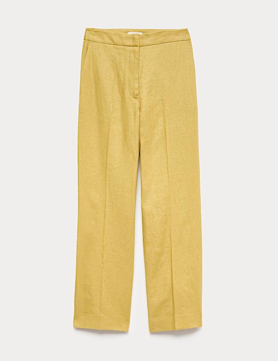 Pure Linen Tailored Straight Leg Trousers