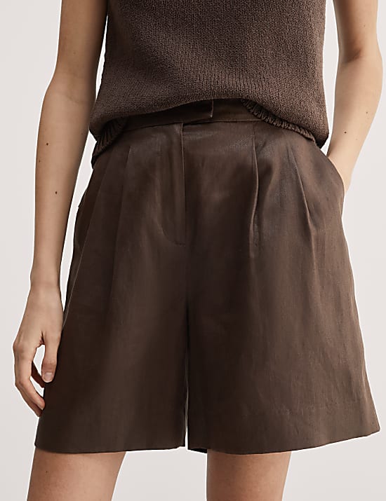 Pure Linen High Waisted Shorts