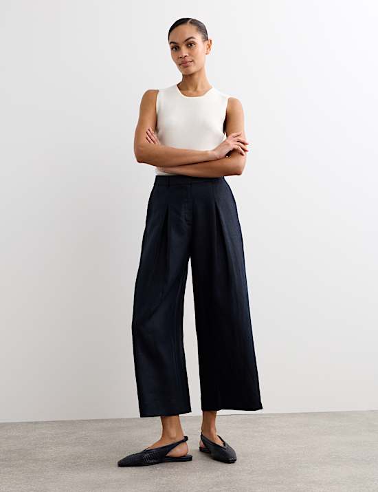 Pure Linen Wide Leg Culottes