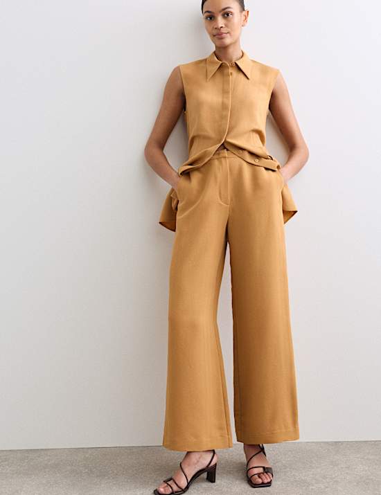 Herringbone Wide Leg Trousers