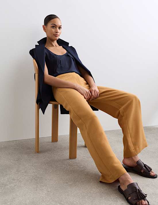 Herringbone Wide Leg Trousers