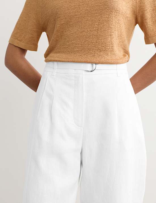 Pantalon coupe barrel 100 % lin