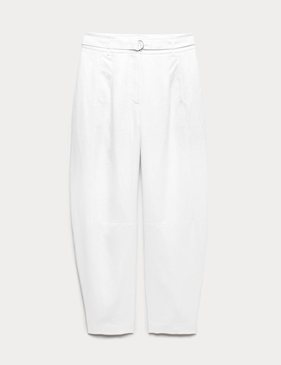Pantalon coupe barrel 100 % lin
